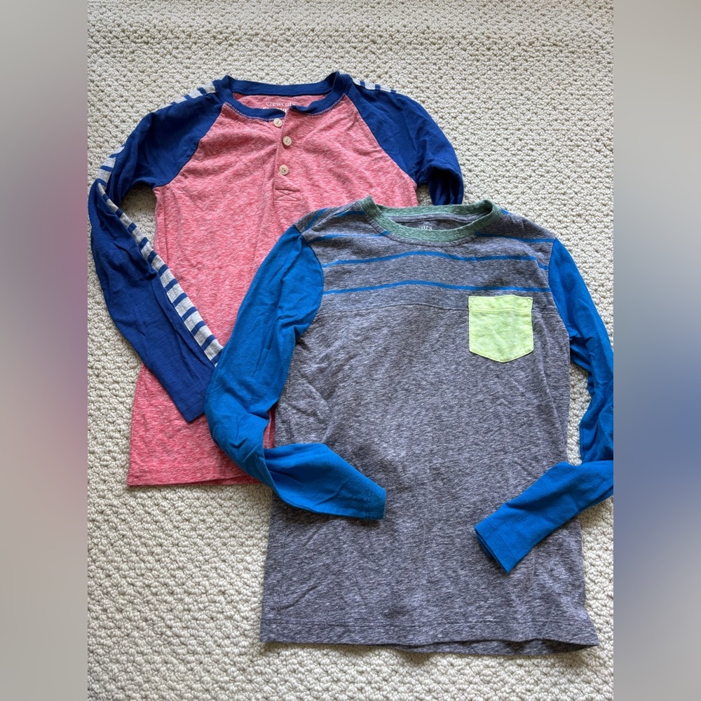 Crewcuts Long Sleeve Tees - Blue, Red, and Gray, size 8